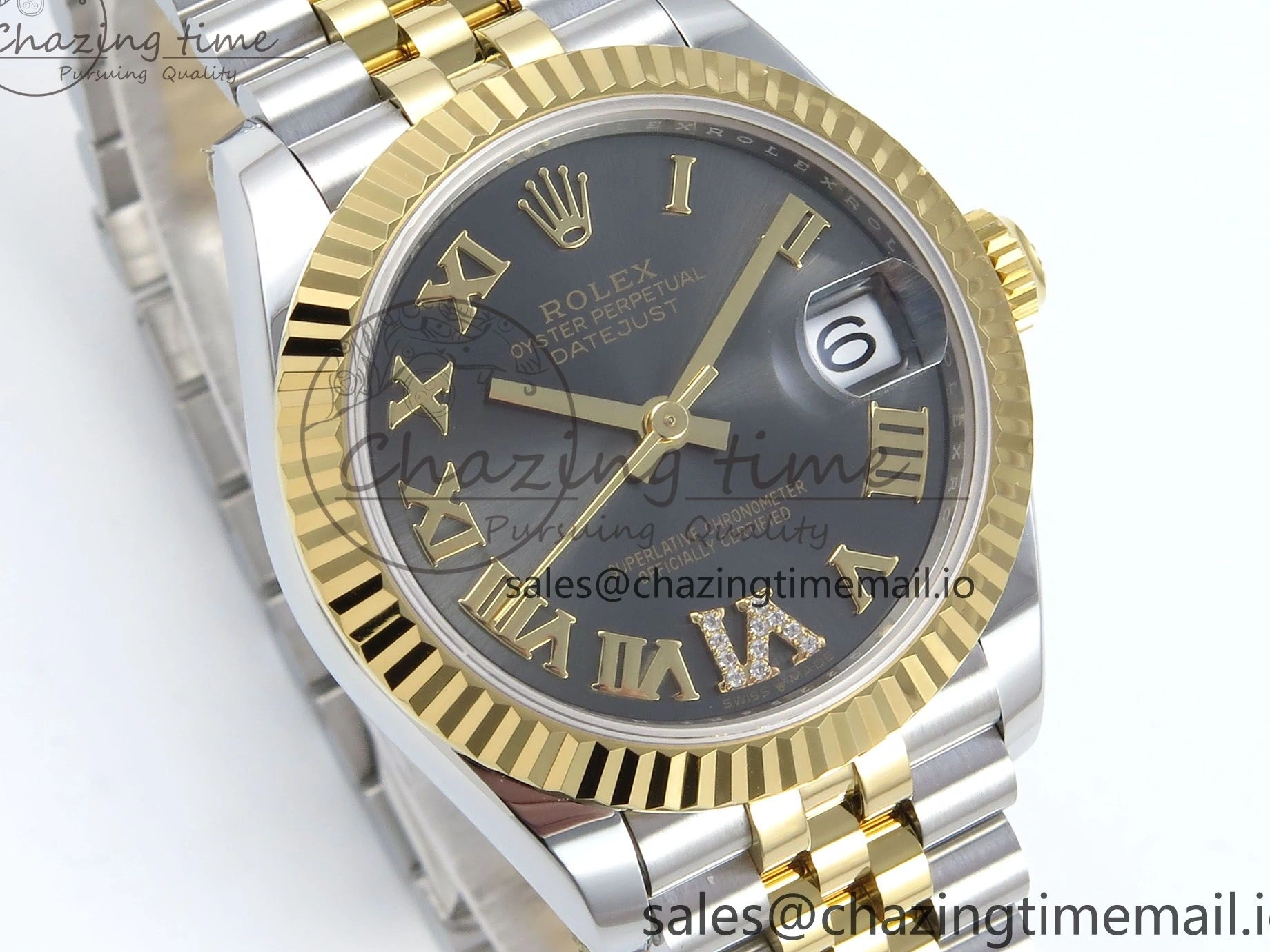 0228 DateJust 31 278273 ARF 1:1 Best Edition 904L Steel Gray Roman Diamonds Dial on SS YG Jubilee Bracelet ETA Comfortable 564